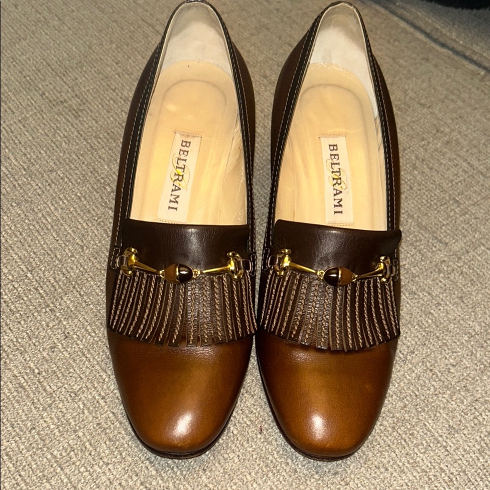Beltrami Vintage Italian Leather Fringe Heels